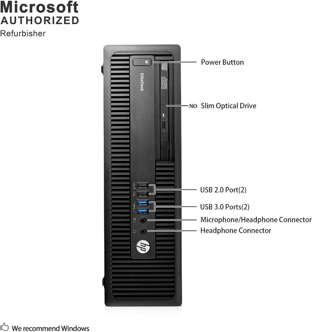 HP EliteDesk 800 G2 SFF Desktop PC Computer w/ 23.8' FHD Monitor & RGB Speakers Set, Core i7-6700, 16GB RAM, 256GB SSD, VGA, Displayport, RJ-45, WiFi, BT Windows 11 (Renewed)