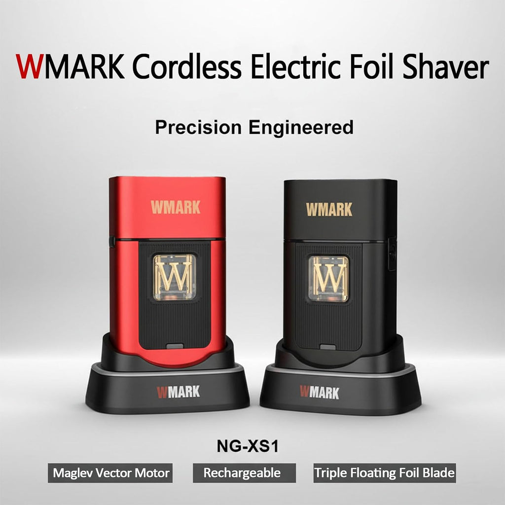 WMARK Electric Foil Shavers for Men Electric Razor for Men Beard Shaver Cordless Maglev Vector Motor 10000RPM, Stainless Steel Gold-Titanium Coating 3 Floating Blades, USB-C Rechargeable NG-XS1