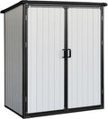 5x3 FT Outdoor Storage Shed Waterproof Resin Cabinet with Lockable Doors Heavy Duty Metal Shed Tool Sheds for Garden Backyard Lawn Bikes Patio Furniture, Easy Assembly, Gray (Black)