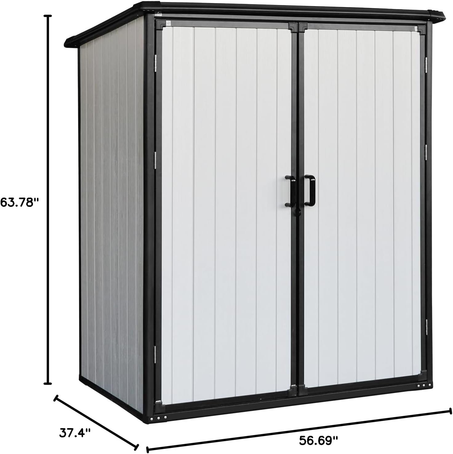 5x3 FT Outdoor Storage Shed Waterproof Resin Cabinet with Lockable Doors Heavy Duty Metal Shed Tool Sheds for Garden Backyard Lawn Bikes Patio Furniture, Easy Assembly, Gray (Black)