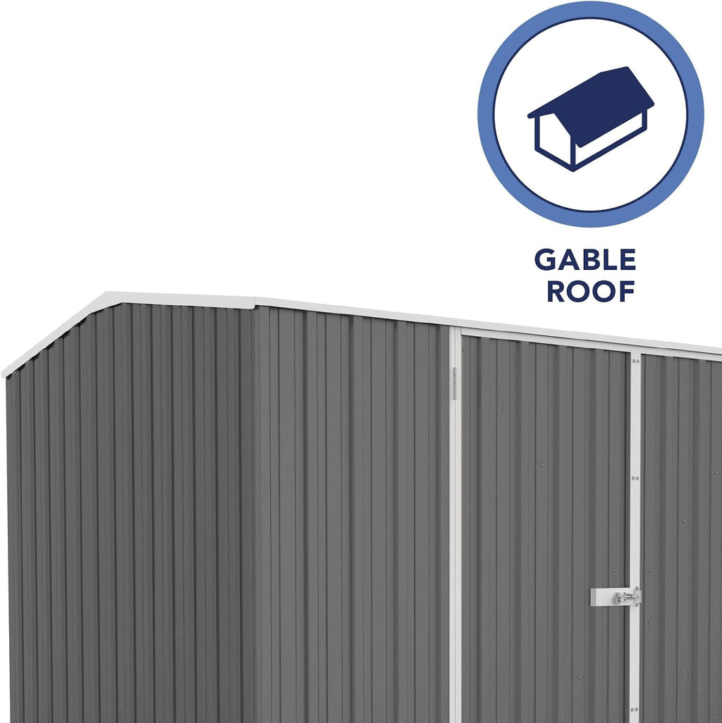 Absco Premier Storage Sheds, 10'x7' Metal Garage, DIY Backyard Shed, Utility Tool Storage, Weather & Wind Resistant Aluminum Panels & Steel Frame, Maintenance-Free, 12 Year Warranty, Woodland Gray