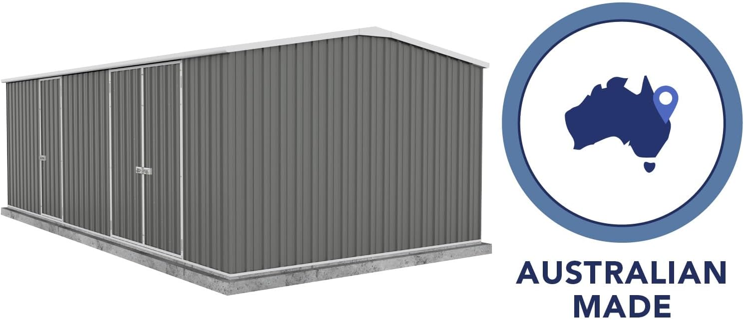Absco Workshop 20 Ft. x 10 Ft. Metal Storage Shed DIY Galvanized Steel Sheds for Lawn Mower, Equipment, Workbench, Tools, Garden in The Yard, Garden, Patio, Outdoor Storage (Woodland Gray)