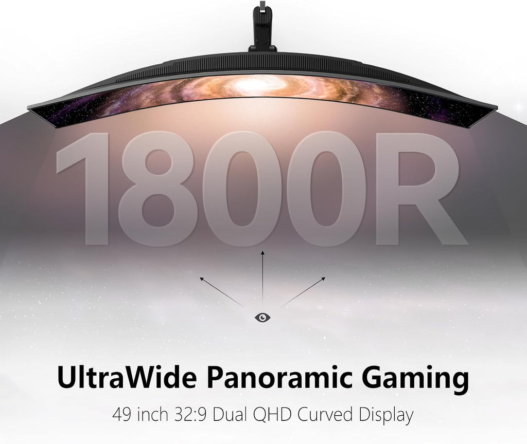 INNOCN 49' 49Q1S OLED Curved Gaming Monitor 5120 x 1440p 240Hz, 0.03ms, USB Type C 90W, HDMI 2.1, DisplayPort, USB Hub, Surrounding Speakers, Adaptive-Sync, Height Adjustable Stand, Black