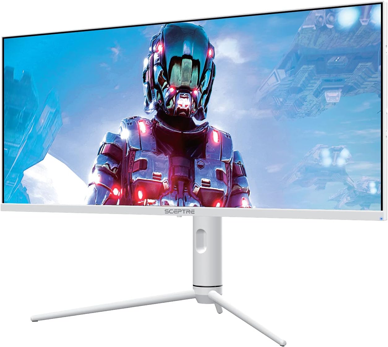 Sceptre IPS 34' White UltraWide Monitor 3440 x 1440p HDR400 1ms up to 144Hz 95% DCI-P3 PIP PBP DisplayPort HDMI USB-C Height Adjustable (E345B-QUN168W)