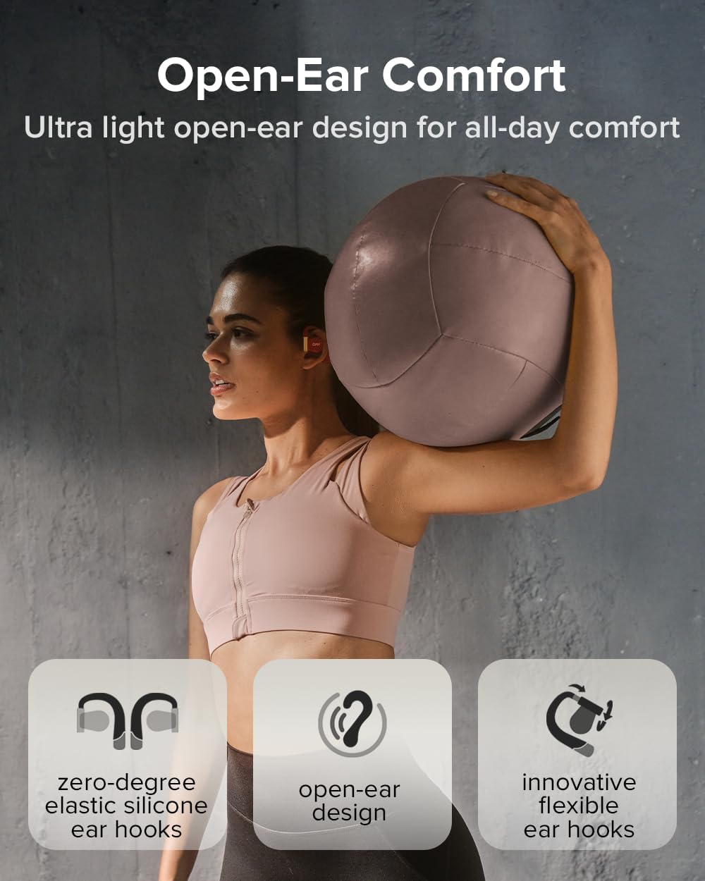Cleer ARC 3 Sports Pro Open Ear Headphones - Dolby Audio, Snapdragon Sound True Wireless Earbuds,40Hr Battery, Bluetooth 5.4, IPX7,Heart Rate Tracking,Wireless Charging Smart Case, Comfort Fit, Red