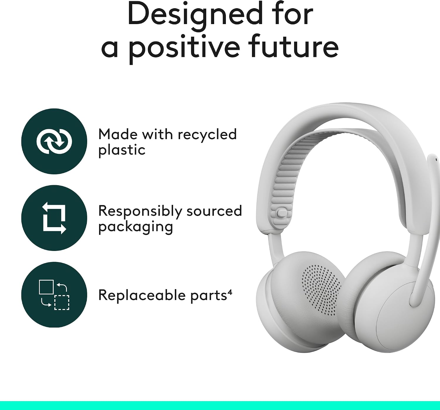 Logitech Zone Wireless 2 ES - Noise-Canceling Wireless Headset with Adaptive Hybrid ANC, Bluetooth - Off-White