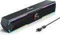 Tylubio Pc Speakers Computer Sound Bar with Stereo Sound, Flowing LED & Push-Button Control Computer Speaker for Desktop Laptop Monitor, USB Input - (Gray)