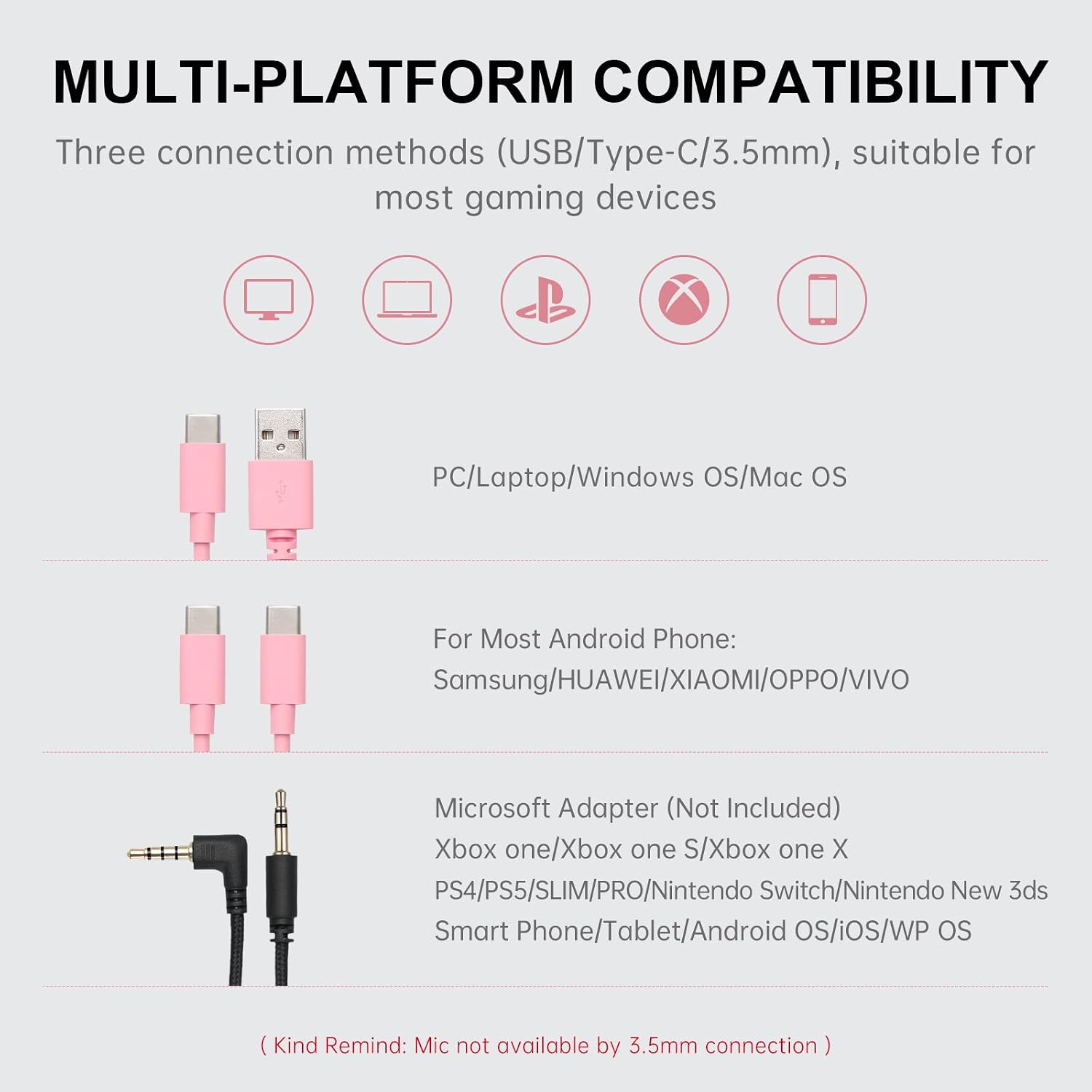 Edifier Hecate GX Hi-Res Gaming Headset for PS4/ PS5/ PC/Switch/Xbox Gamepad - USB/Type-C/3.5mm Wired Gaming Headphones with Microphone RGB Lighting - ENC Noise Cancelling - 50mm Driver (Pink)