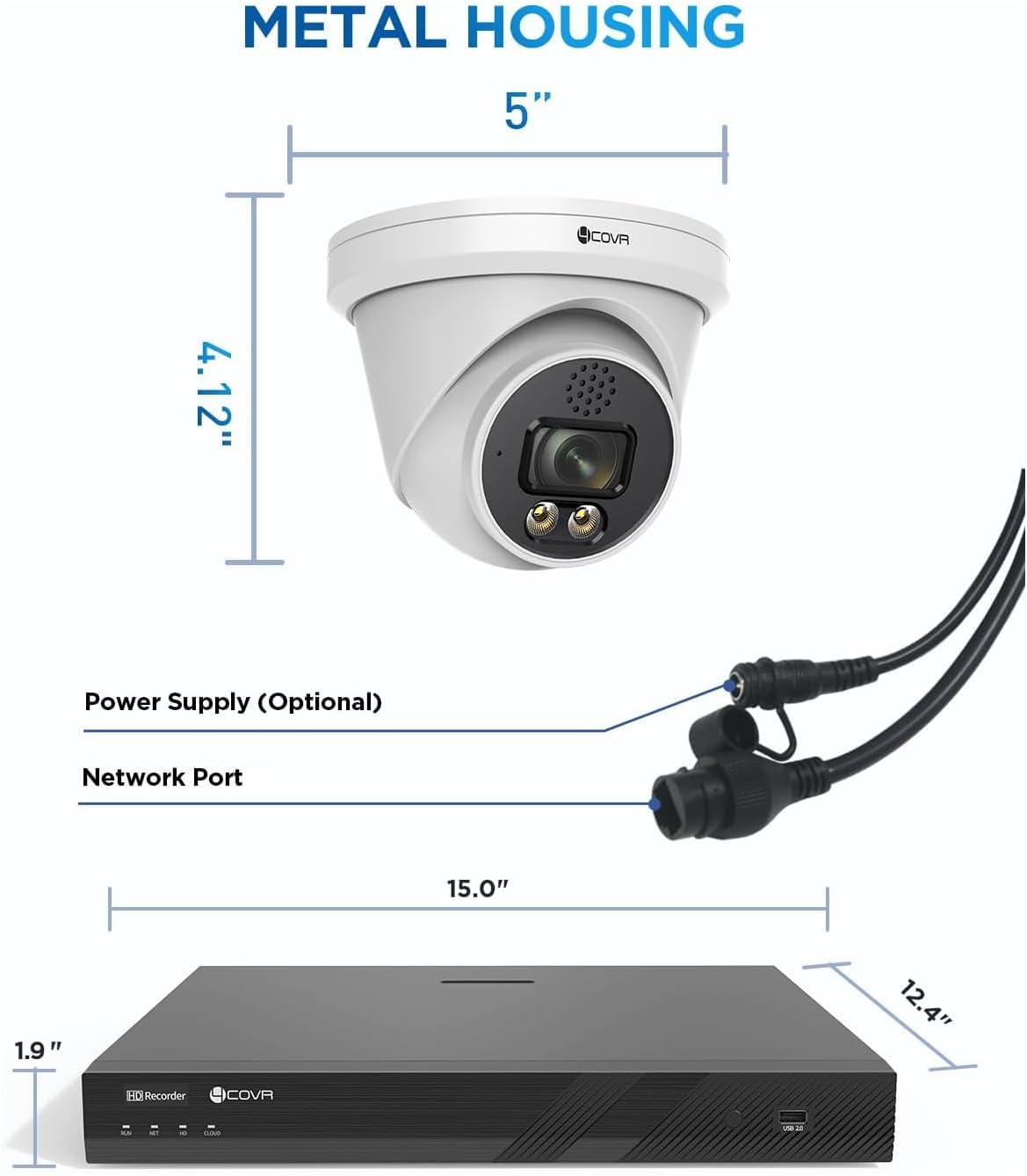 4COVR 16 Channel PoE Security Camera System, 2-Way Talk & Dual Lights Smart Full Color Night Vision, Human/Vehicle Detection, 4K NVR 4TB HDD, 12X 5MP Wired Business Dome IP Camera IP67, LY97KA5M1612