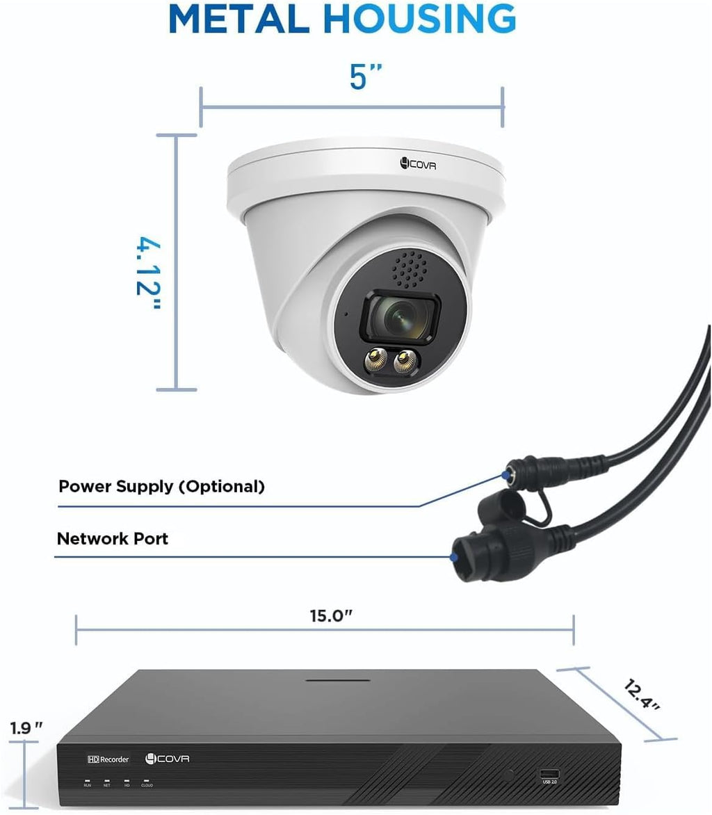 4COVR 4K 32 Channel Security Camera System PoE 2-Way Talk & Dual Lights Smart Full Color Night Vision, AI Human Vehicle Detection, UHD NVR 8TB HDD, 24X 8MP Business Dome IP Camera IP67, LY97KA8M3224