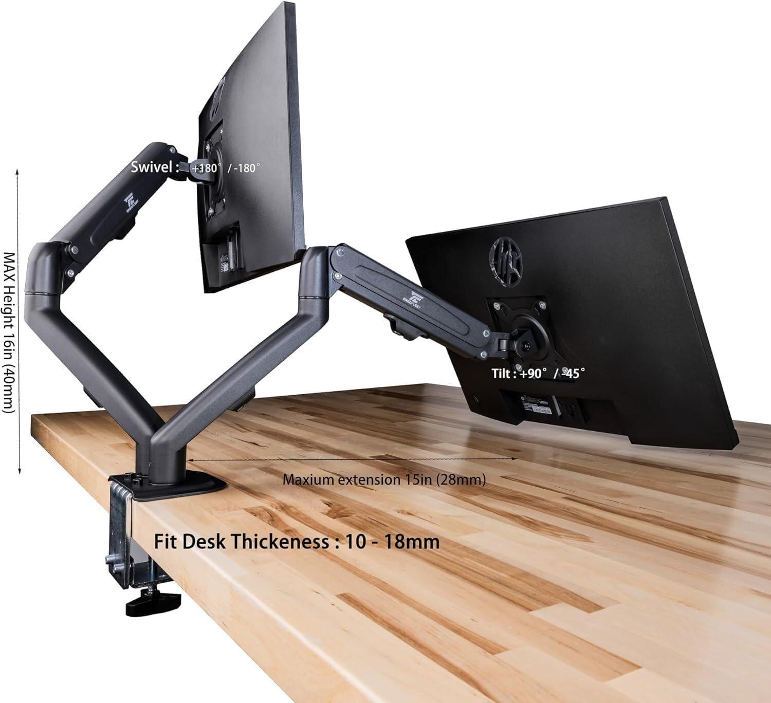 acer Vero V7 V277 Gbmipx 27' FHD IPS Monitor w/ 4ms Response Time, Anti Glare, VESA Mount (100mm), VGA, HDMI & Black Color (UM.HV7AA.G07) 2 Pack with Dockztorm Hub & ErgoFlexy Dual Monitor Mount