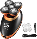 Electric Razor for Men, Electric Shaver for Men Beard Hair Trimmer Electric Razor 5D Floating Five Blade Heads Electric Nose Hair Trimmer LCD Display ( Color : Golden-Package B )