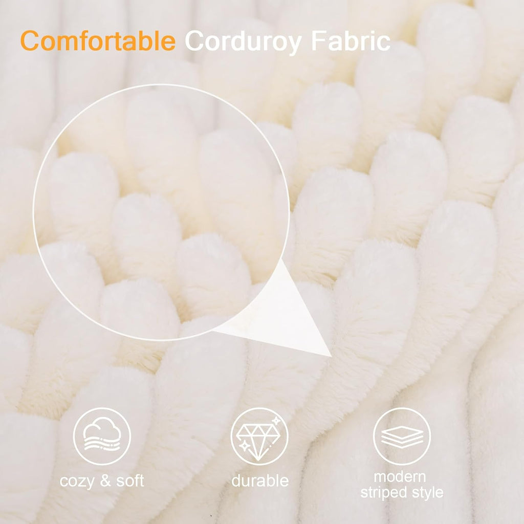 COMAX Convertible Sofa Bed, Folding Floor Couch Corduroy Fold Out Couch Bed Futon Sleeper Mattress with Pillows, Boneless Sofa Comfy Lounge Loveseat for Living Room Bedroom, Plush Beige