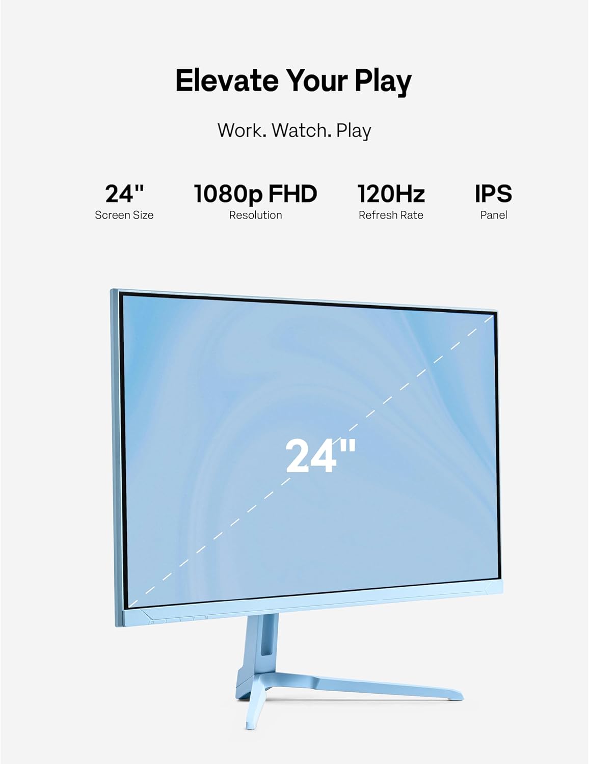 Pixio PX246 Wave Blue 24 inch 120Hz Refresh Rate FHD 1080p Resolution IPS Panel 4ms GTG Response Time Gaming Monitor with Adaptive Sync