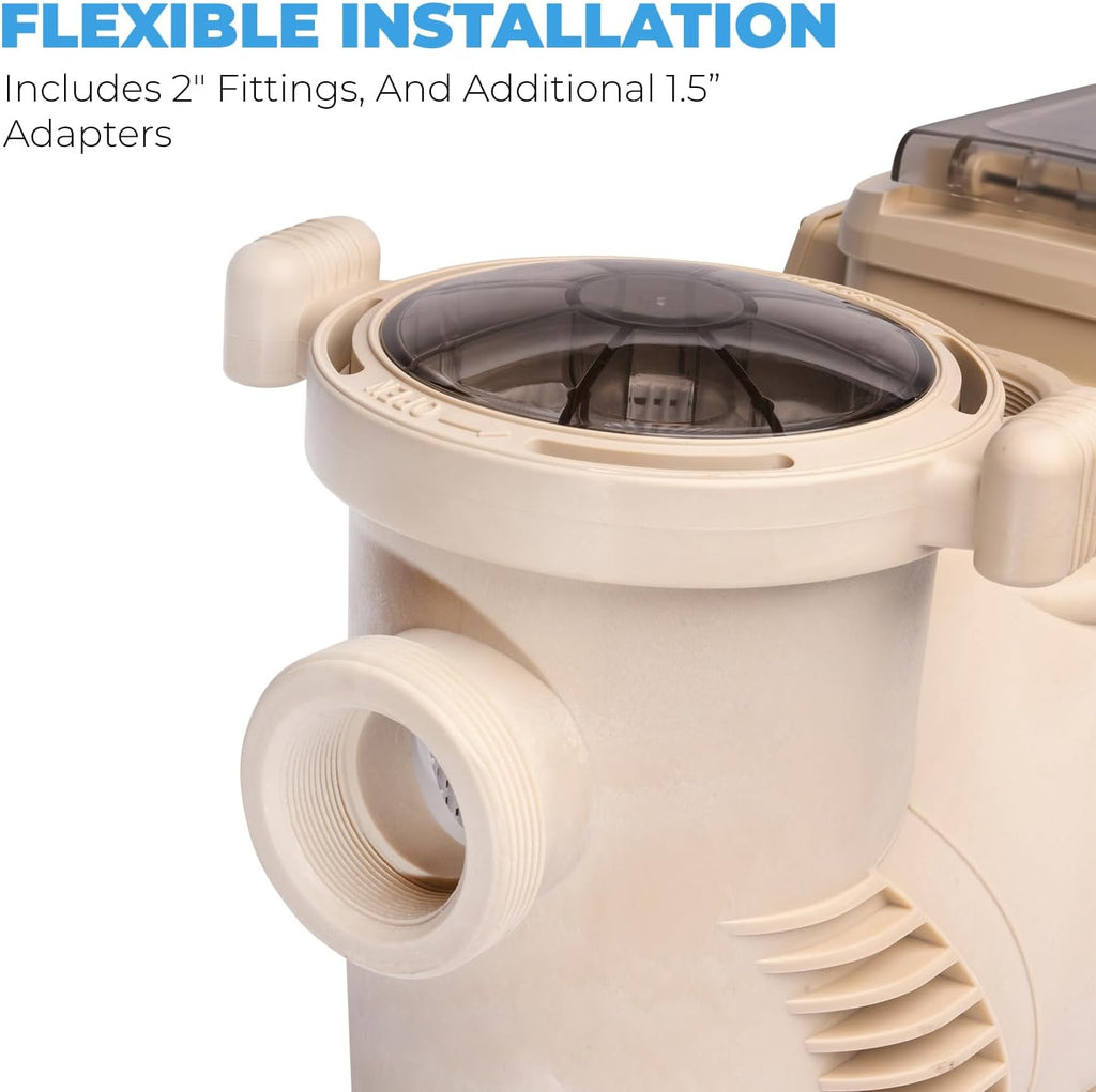 XtremepowerUS 1.75 HP Variable Speed Swimming Pool Pump 230V, In-Ground Pool, 6,660 GPH High Performance Max 1.75HP with Adapter Fitting Set (Inlet Fitting 1.5' / 2')