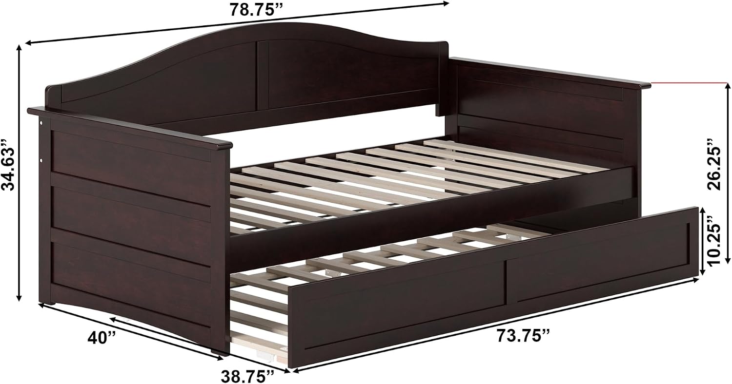AFI, Acadia Twin Size Wood Daybed Frame with Twin Trundle, Espresso (Black)