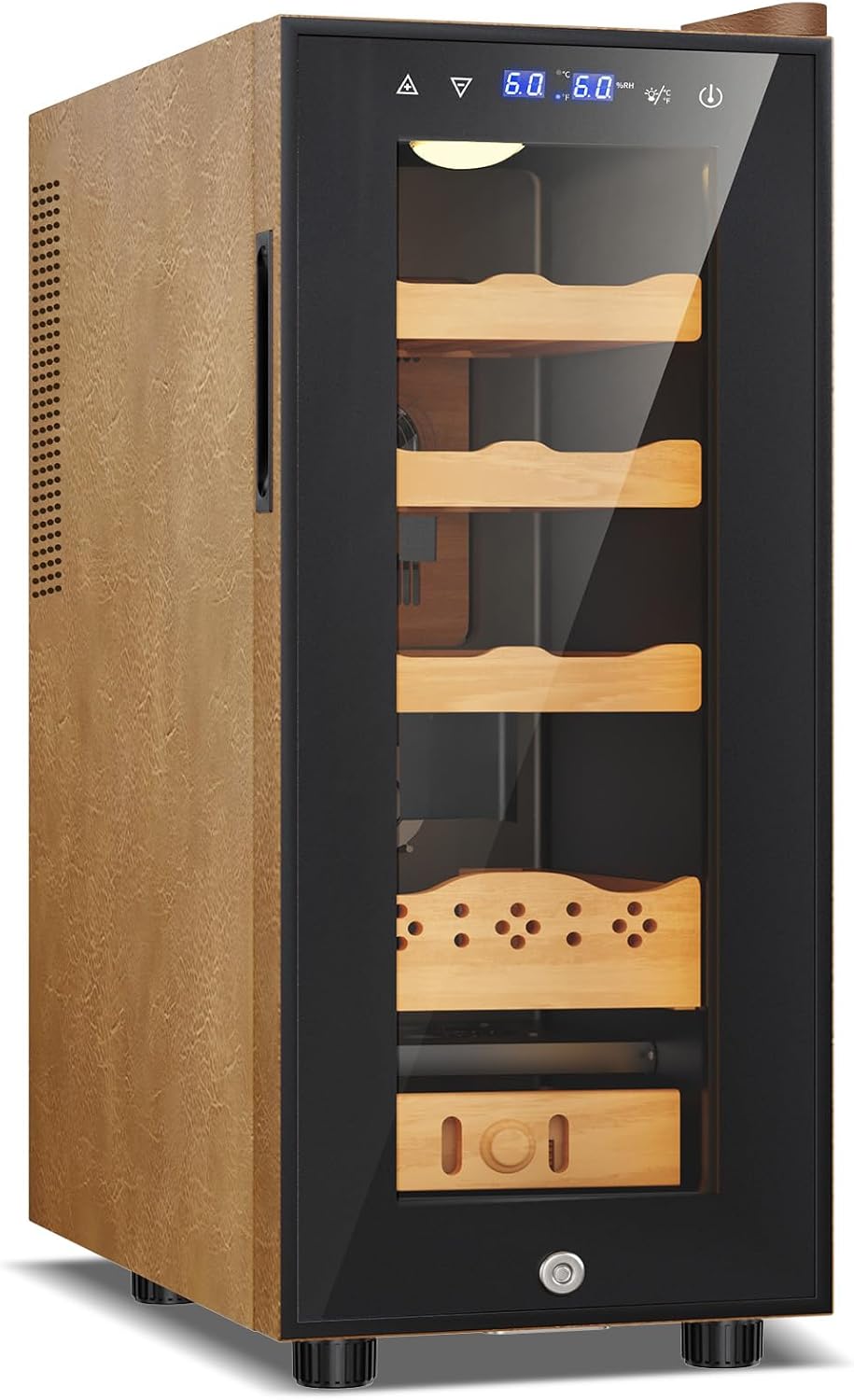 35L Upgraded Electric Humidor, 250 Counts Large Capacity,Thermostatic Electric Cooler Cabinet with Digital LED Screen, Safety Lock,Smart Humidity & Temp Control, Gifts for Men