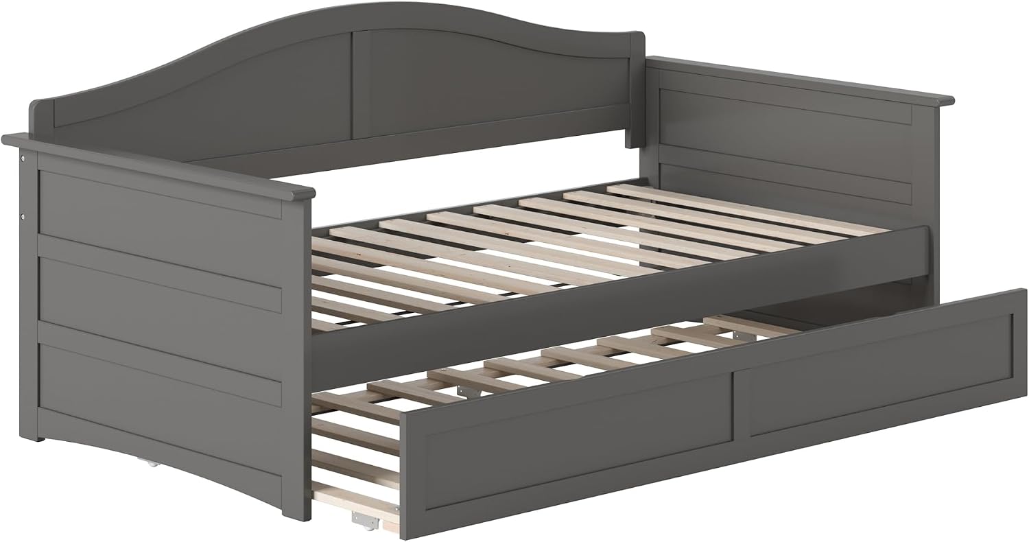 AFI, Acadia Twin Size Wood Daybed Frame with Twin Trundle, Grey