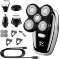 Head Shaver for Men, 5 in 1 Grooming Kits Electric Shaver Facial Body Electric Razor for Men Beard Wet Dry Rotary Shaving Machine Bald Rechargeable Set