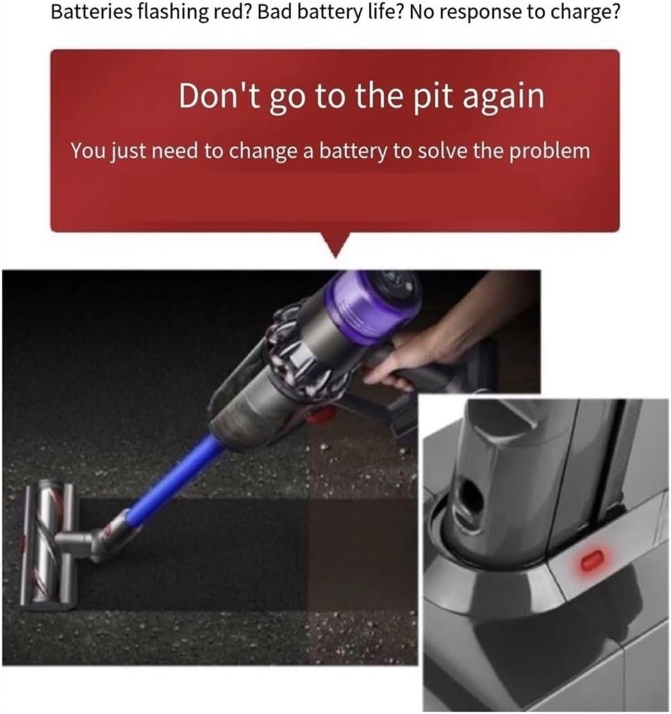 6000mAh 21.6V Lithium Replacement Battery Compatible for Dyson V6, V7, V8, V10, V11, DC31A, DC34B Vacuum Cleaners(V11AL SV14 6000mAh)