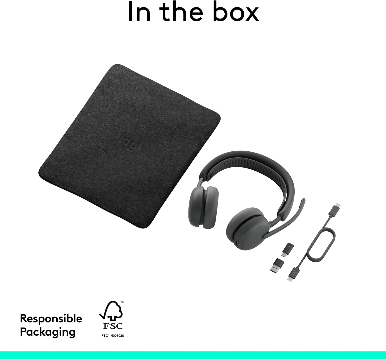 Logitech Zone Wireless 2 ES for Business - Noise-Canceling Wireless Headset with Adaptive Hybrid ANC, Bluetooth, USB-C & USB-A, Microsoft Teams Certified - Graphite