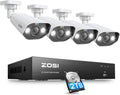 ZOSI 4K PoE Security Camera System,Person Vehicle Detection,8 Port 16CH 8MP NVR with 2TB HDD,4pcs 4K Outdoor Indoor PoE IP Cameras,2 Way Audio,Spotlight Siren,Color Night Vision,for 24/7 Recording