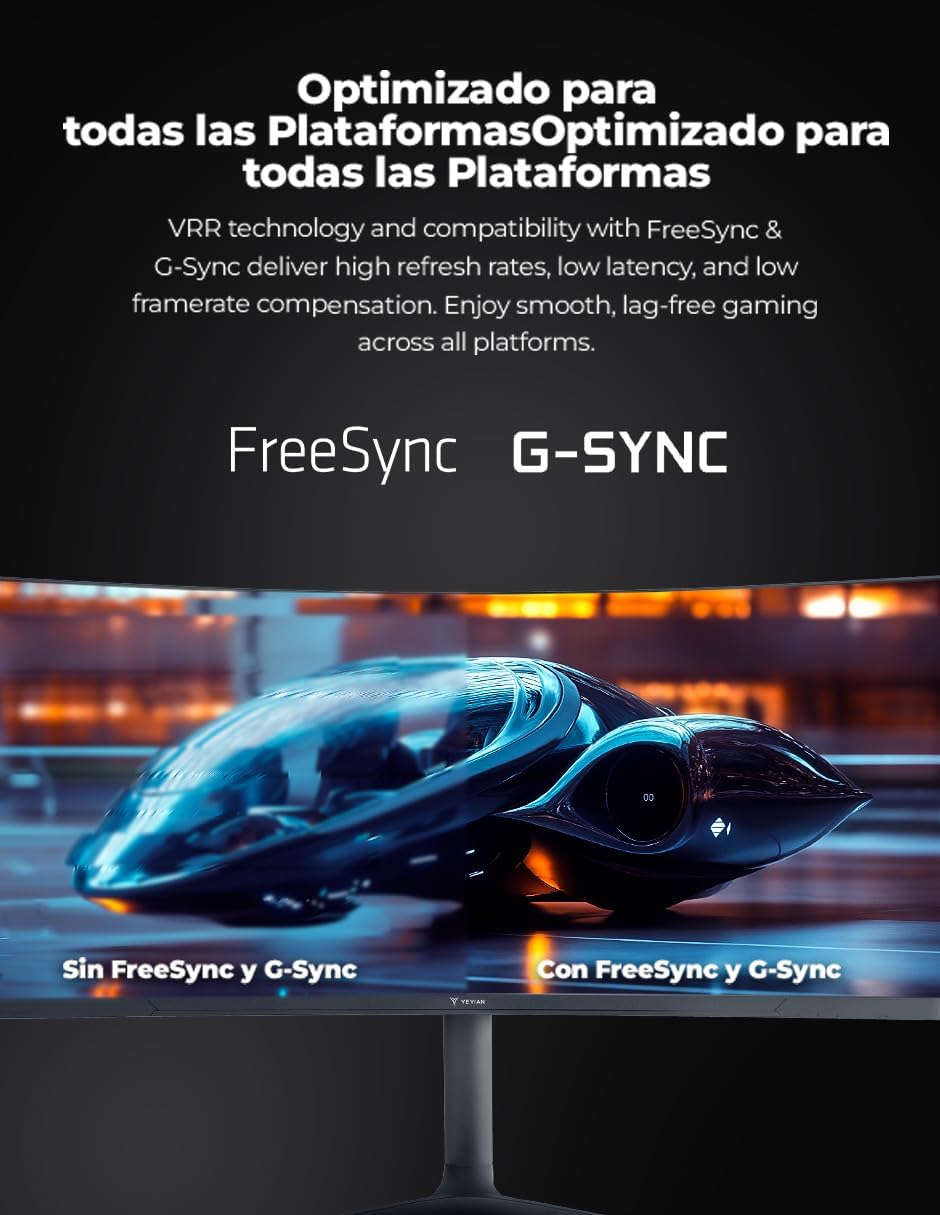 YEYIAN 34' Ultrawide Curved Gaming Monitor, 180Hz, 1ms, WQHD 3440×1440, 1500R VA Panel, sRGB 129%, DCI‑P3 92%, FreeSync, HDR10, HDMI×2, DP1.4×2, Tilt Adjustable