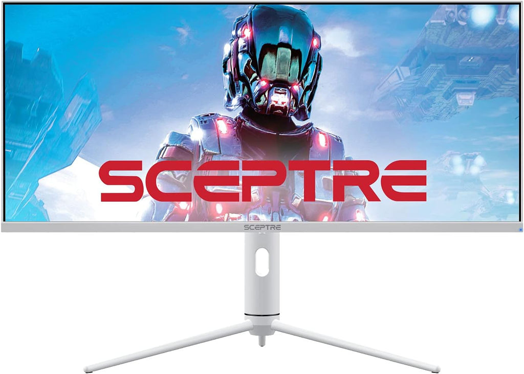 Sceptre IPS 34' White UltraWide Monitor 3440 x 1440p HDR400 1ms up to 144Hz 95% DCI-P3 PIP PBP DisplayPort HDMI USB-C Height Adjustable (E345B-QUN168W)