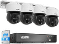 ZOSI C290 4K 8CH POE Security Camera System (Up to16CH), 4 x 8MP Wired PoE IP Dome Cameras Outdoor Indoor, 360 View, AI Human/Vehicle/Face Detection, Two-Way Talk, Siren Alarm, Auto Tracking, 2TB HDD