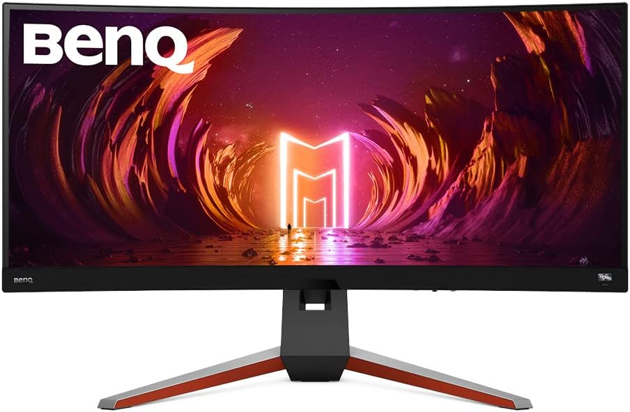 BenQ MOBIUZ EX3415R Curved Gaming Monitor 34' 2K 1440p 144Hz 1ms w/Remote | IPS | HDRi | DCI-P3 | 1900R | Color Optimizer | Freesync Premium Pro | Height, Swivel & Tilt | 2.1ch w/ 5w sub | USB Hub
