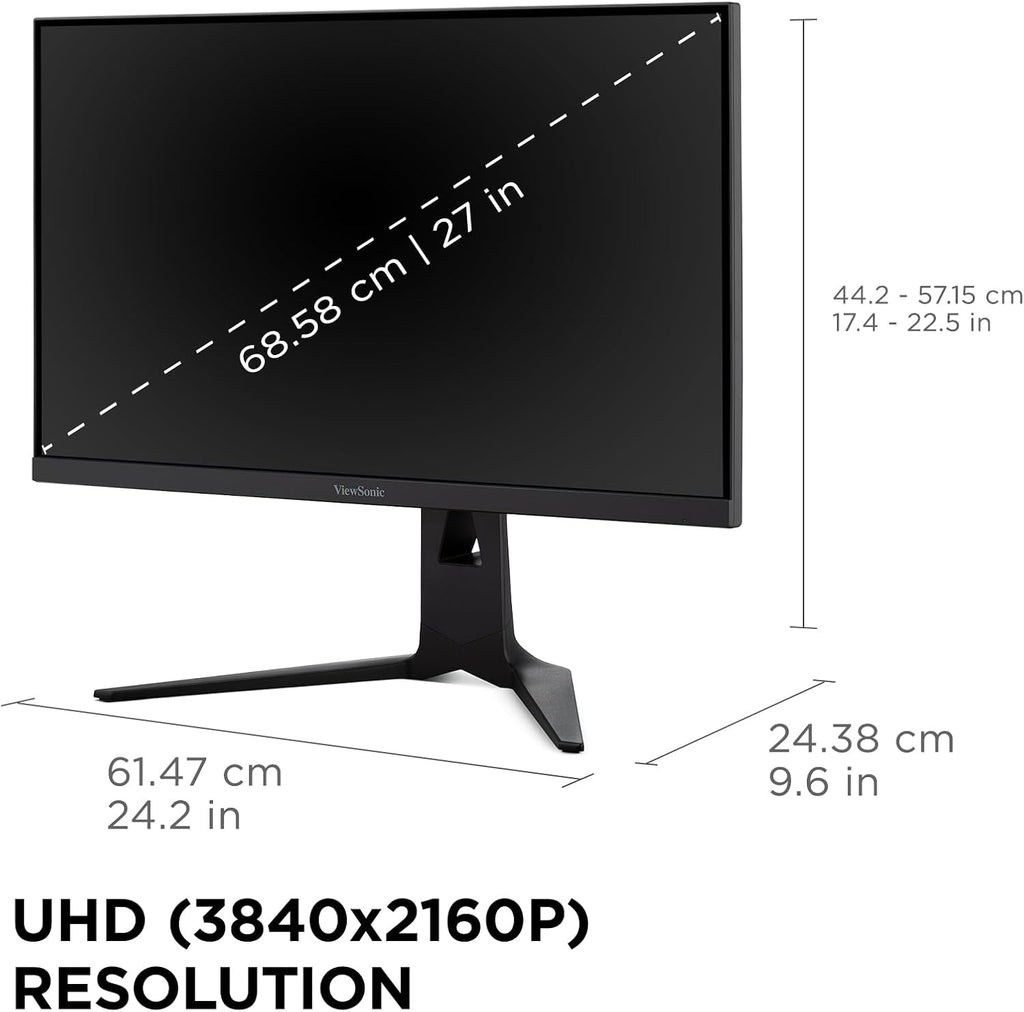 ViewSonic XG275D-4K 27 Inch 4K UHD Gaming Monitor with Switchable Refresh Rate Up to 320Hz, 0.5ms Response Time, AMD FreeSync Premium, Advanced Ergonomics, HDMI, DisplayPort, and 65W USB-C