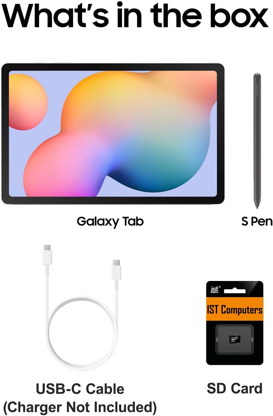 Samsung Galaxy Tab S6 Lite Android Tablet (10.4' 2K Touchscreen, 128GB Storage(64GB+64GB SD Card), S Pen for Note-Taking, Drawing, 14-Hr Long Battery Life, 5MP + 8MP Camera, Durable) SM-P620, Gray