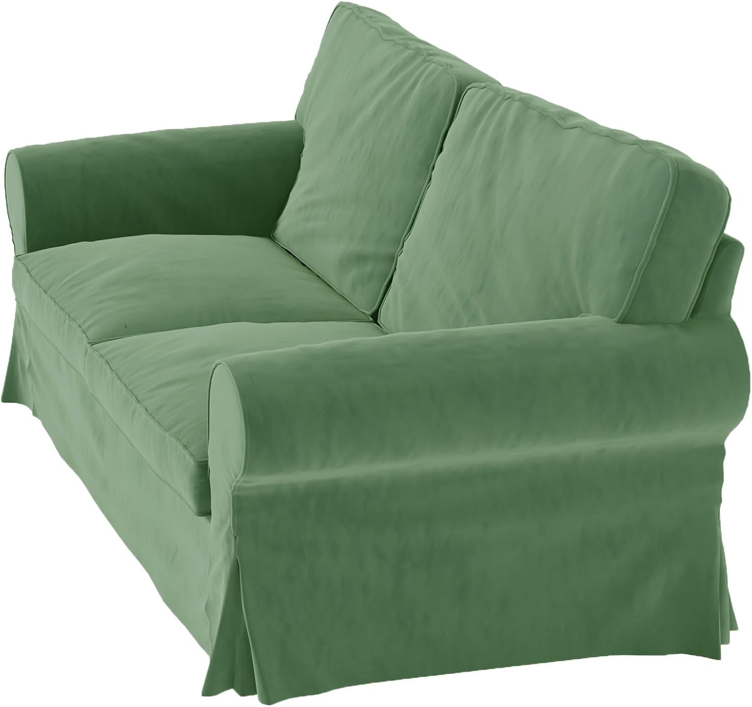 Velvet Pets Friendly Sofa Covers Made Compatible for IKEA Ektorp Loveseat Two Seat Slipcovers (Velvet Green Ektorp 2)