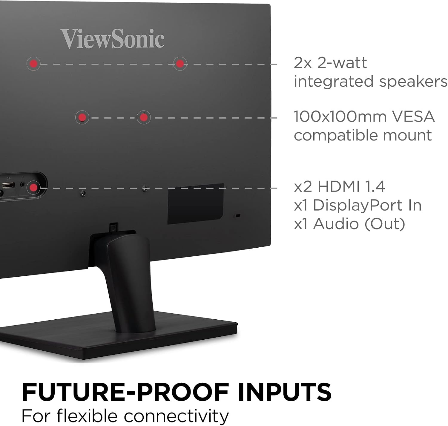 ViewSonic VA2715-2K-MHD 27 Inch 1440p Monitor, LED Display with Adaptive Sync for High-Resolution Home and Office Work, HDMI, and DisplayPort Inputs