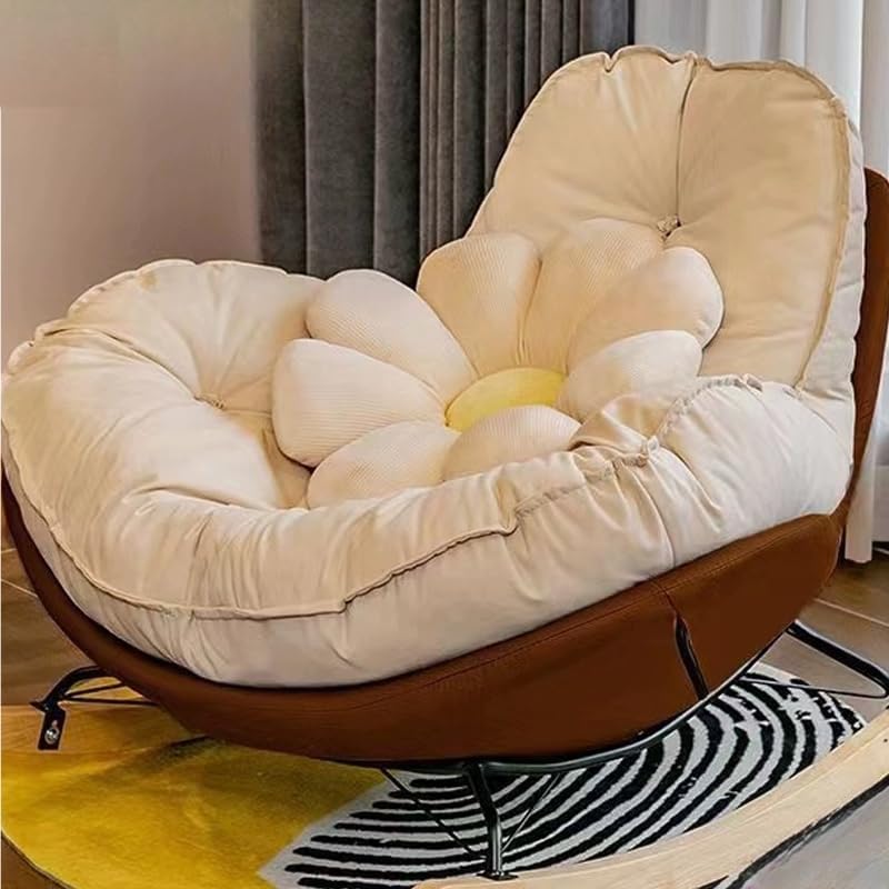 LITFAD Modern Upholstered Rocking Chair - Tufted Seat and Metal Legs Stylish Lounge Chair for Living Room, Bedroom - Coffee