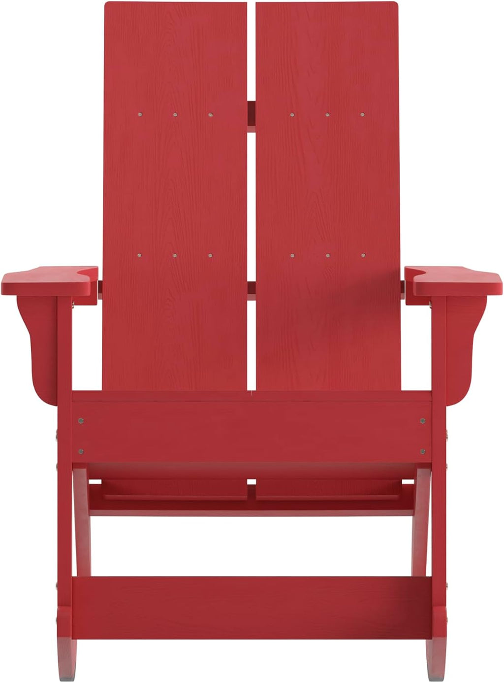 EMMA + OLIVER Harmon Adirondack Rocking Chair - Red Poly Resin - Suitable for Indoor/Outdoor Use - All Weather Materials - Easy Assembly - 350 lb. Weight Capacity