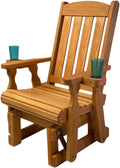 Amish Casual Heavy Duty 600 Lb Mission High Back Treated Glider Chair with Cupholders (Cedar Stain)