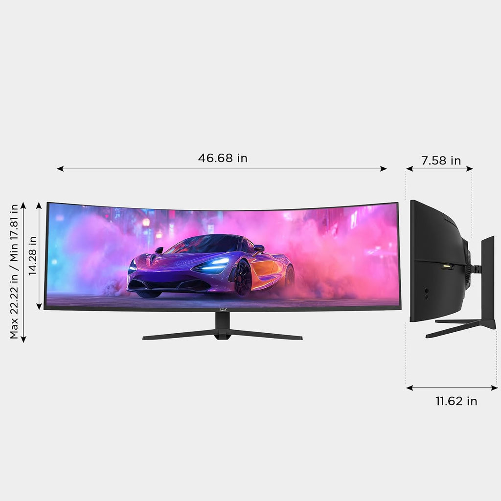 49 Inch Ultrawide Curved Gaming Monitor, 5K Display Dual QHD 5120x1440, 165Hz 1ms, 1500R VA Large Curved Monitor for Mac & Work, with FreeSync G-Sync Compatible, HDMI/DP Ports, Blue Light Filter, VESA