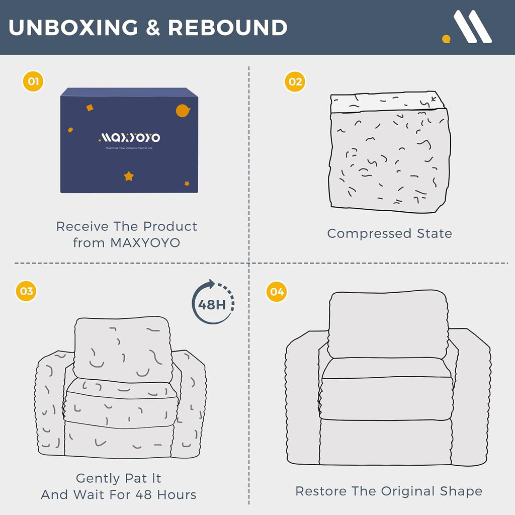 MAXYOYO Bean Bag Chair for Adults, Upholstered Floor Sofa with Pillows and Armrests, Bean Bag Sofa Plush Chair Couch for Bedroom Living Room, Dark Grey