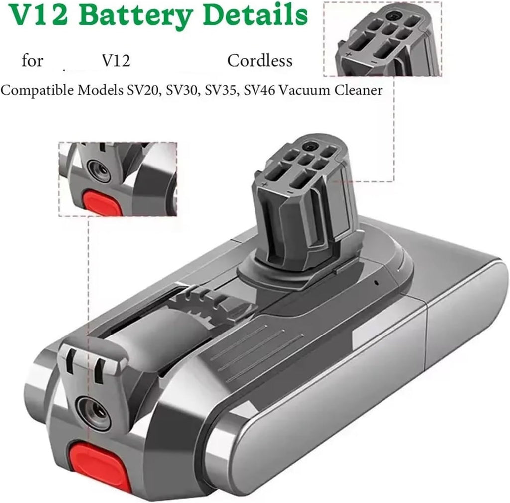 Compatible for Dyson V11 Vacuum Cleaner, 25.5V 6000mAh Replacement Battery(1pc V12-6000mAh)