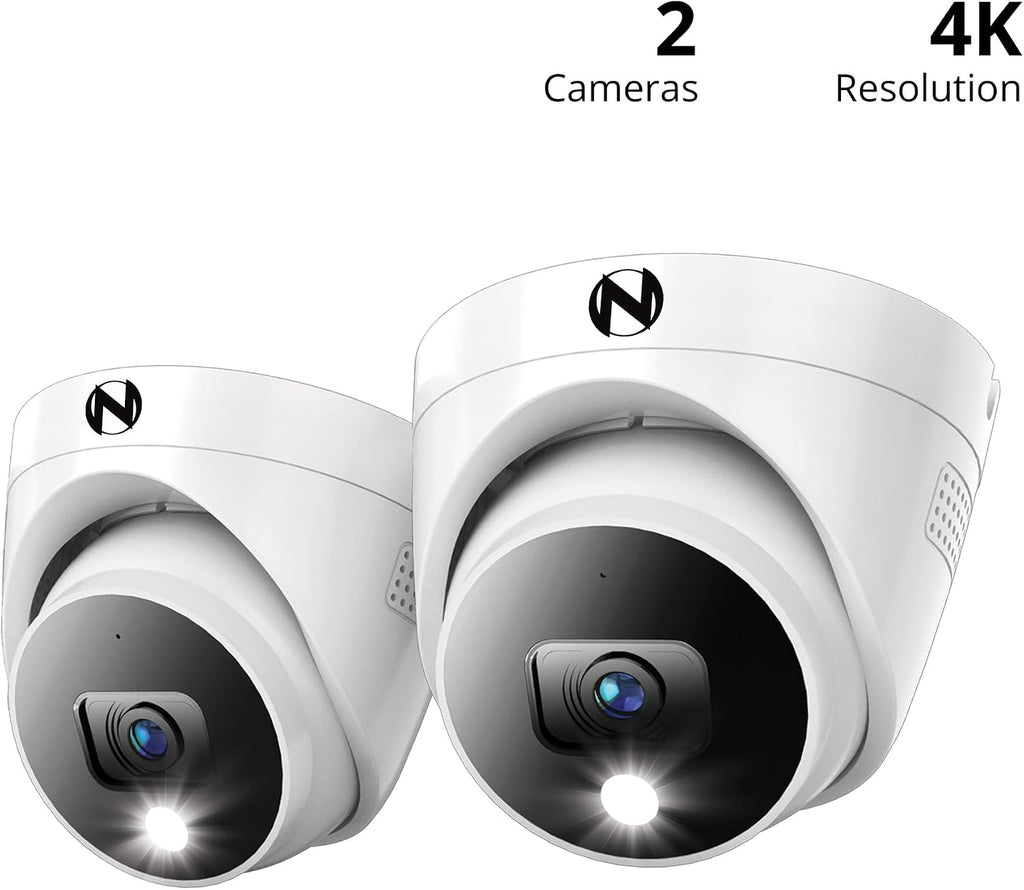 Night Owl Add On Wired 4K HD Indoor/Outdoor Deterrence Dome Cameras with 2-Way Audio (2 Pack)