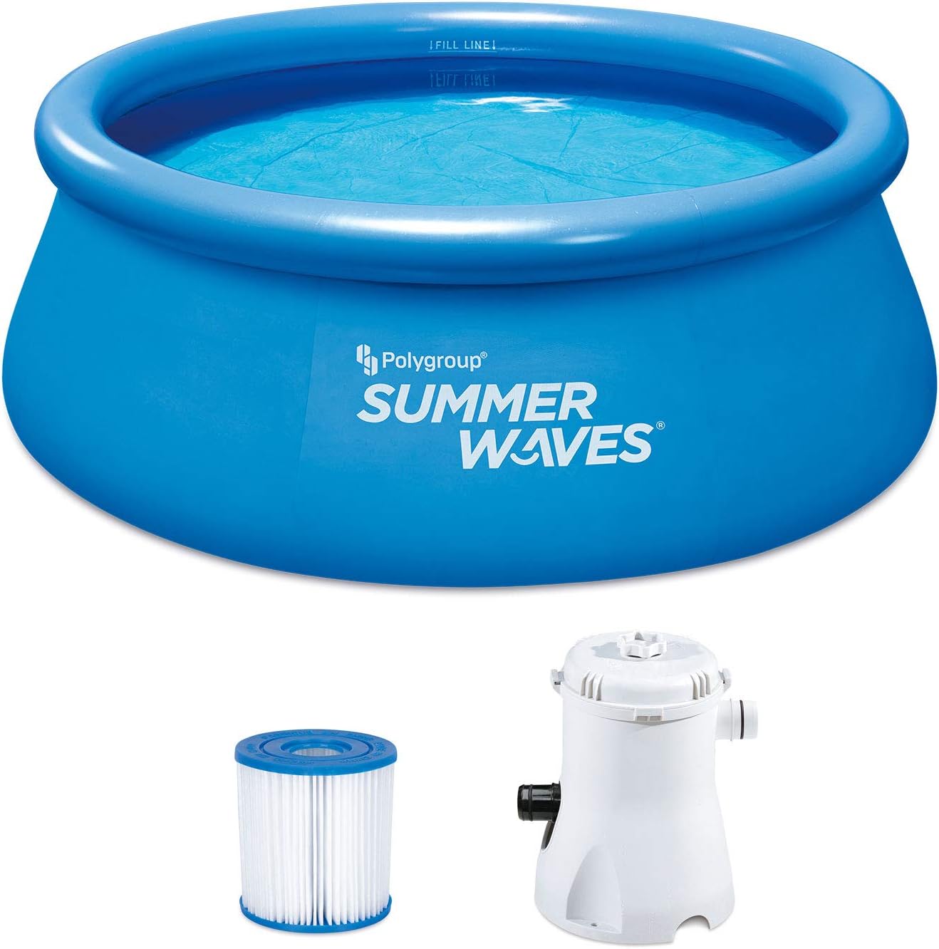 Summer Waves 8'x30' Quick Set Ring Above Ground Pool with RX330 Filter Pump w/GFCI, I Type Filter Cartridge