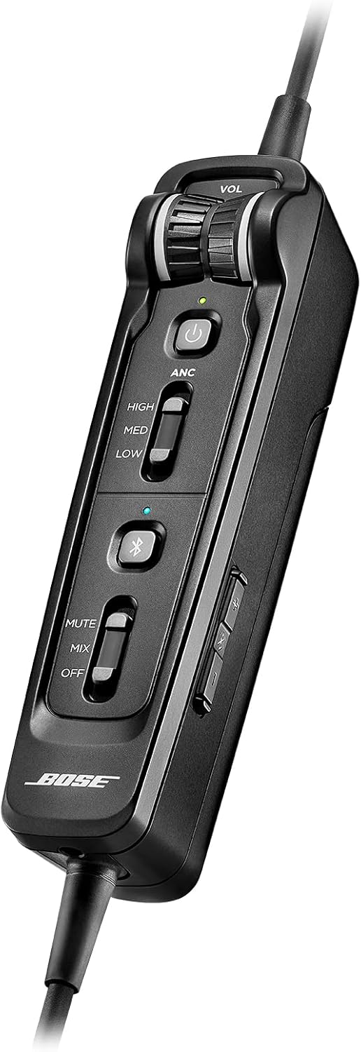 Bose A30 Bluetooth Aviation Headset - Lightweight Comfortable Design, Adjustable ANR and Noise Cancelling Microphone, [Dual Plug] – Black