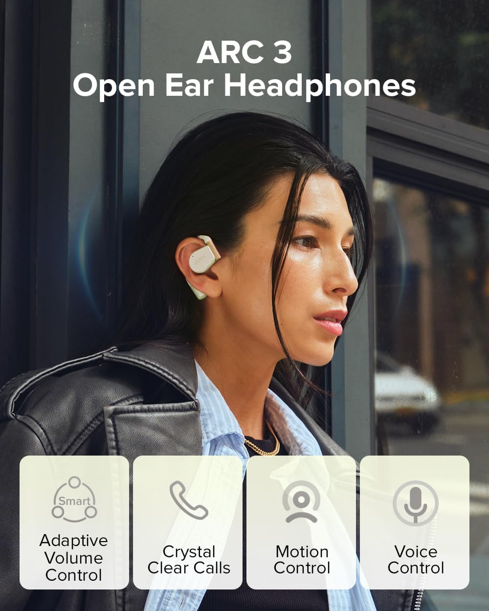 Cleer ARC 3 Open Ear Headphones - Dolby Audio, Snapdragon Sound True Wireless Earbuds, 50Hr Battery, Bluetooth 5.4, IPX 7, Multi-Point, Smart Controls, Wireless Charging Smart Case, Comfort Fit, Green