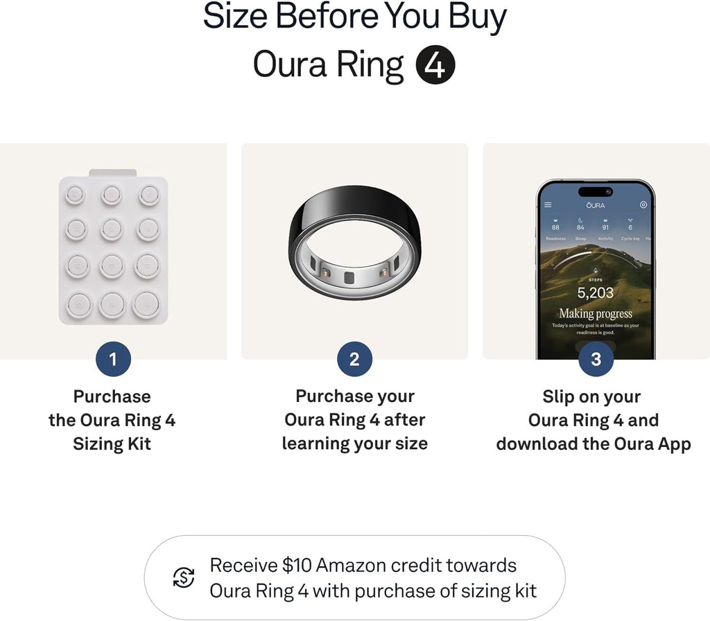 Oura Ring 4 - Black - Size 9 - Sleep, Activity, Women's Health, AI Advisor, Up to 8 Days of Battery Life, Size Before You Buy, Android & iOS Compatible