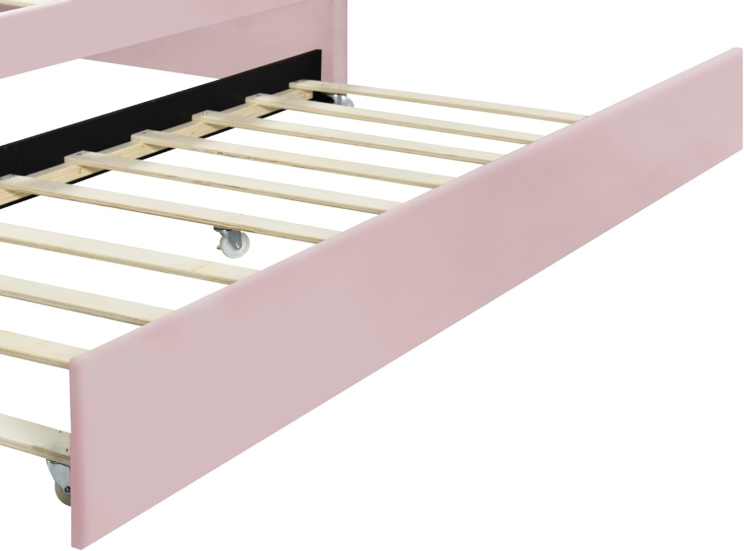 Bellemave Full Size daybed with Trundle, Sofa Bed Full Size, daybed with Trundle for Adults, Kids, Girls, Teens, Trundle Bed for Living Room, Velvet, Pink(Mattress not Included)