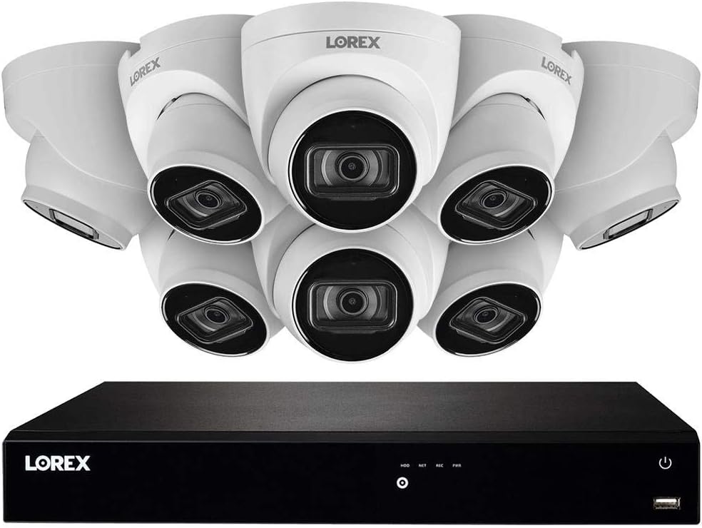 Lorex Technology N4K3-168WD 16 Channel 3TB 4K Fusion NVR System with Eight 4K (8MP) IP Dome Cameras with Listen-in Audio, 130ft Night Vision, Color Night Vision,8 Dome