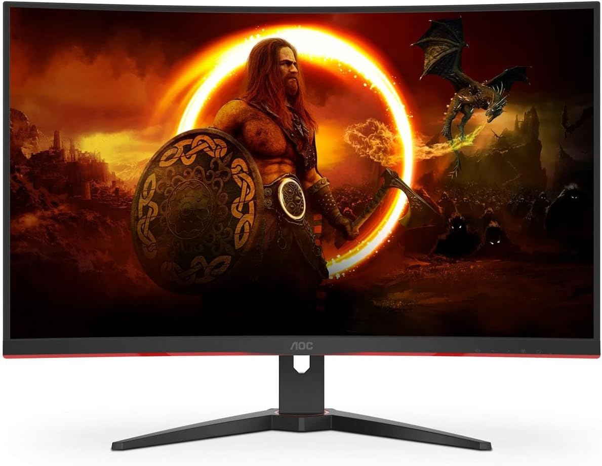 AOC C32G2 31.5' Curved Frameless Gaming Monitor FHD, 1500R Curved VA, 1ms, 165Hz, FreeSync, Height Adjustable, 3-Year Warranty