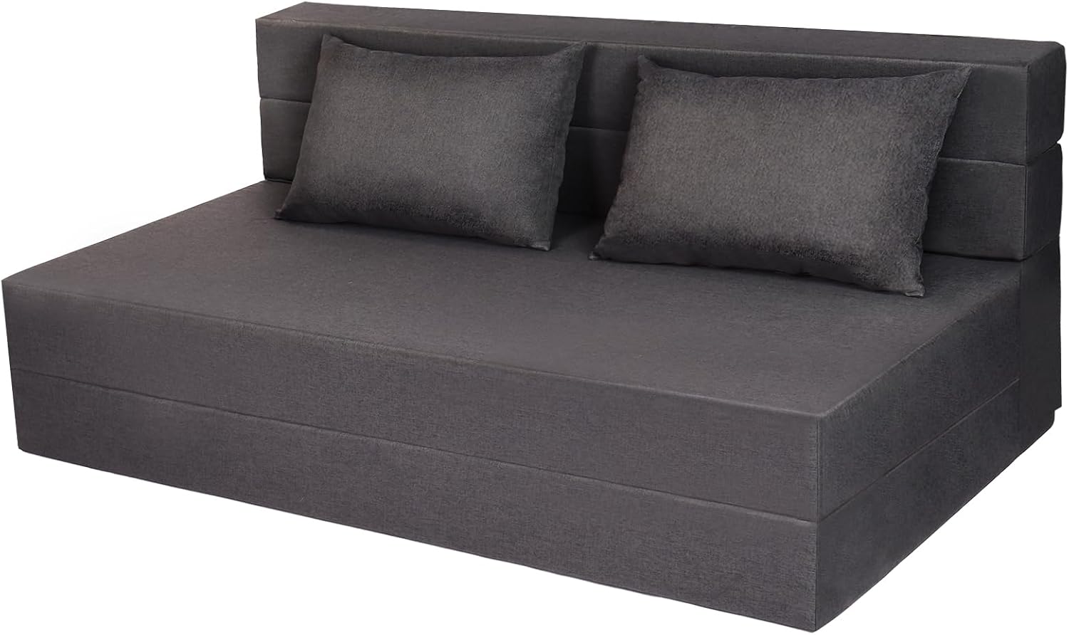 Fvkind Folding Sofa Bed with Pillow, Foldable Bed Sleeper Chair with Washable Cover, Convertible Sofa Chair, Fold Out Couch,Futon Couch for Living Room, Dorm, Guest Room, Queen Size, Dark Grey