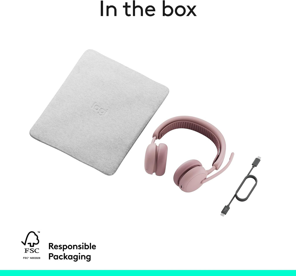 Logitech Zone Wireless 2 ES - Noise-Canceling Wireless Headset with Adaptive Hybrid ANC, Bluetooth - Rose
